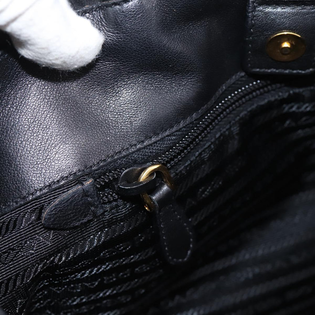 PRADA Hand Bag Nylon Black Gold Auth 201125V