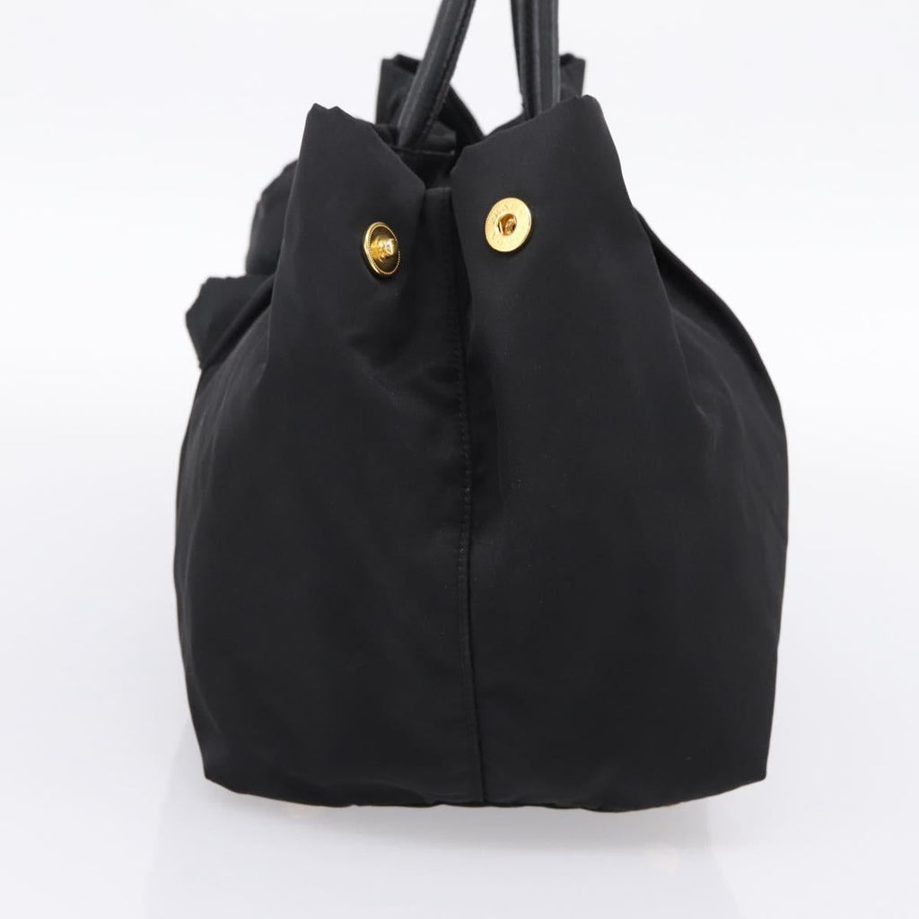 PRADA Hand Bag Nylon Black Gold Auth 201125V