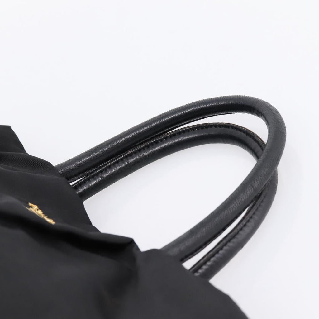 PRADA Hand Bag Nylon Black Gold Auth 201125V