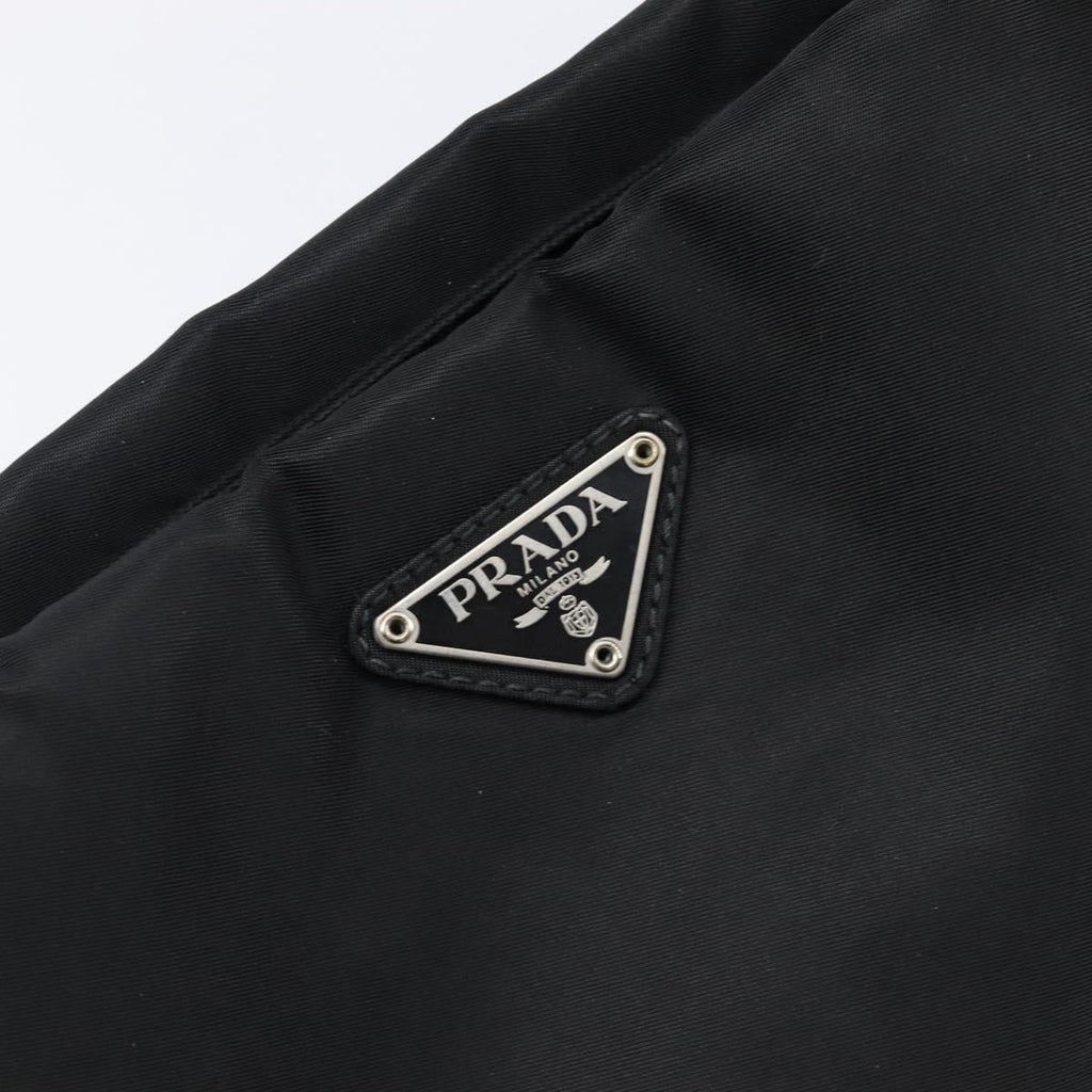 PRADA Shoulder Bag Nylon Black Silver Auth 201270