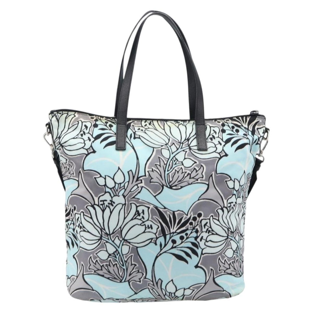 PRADA Tote Bag Nylon 2way Light Blue Silver Auth 201271A