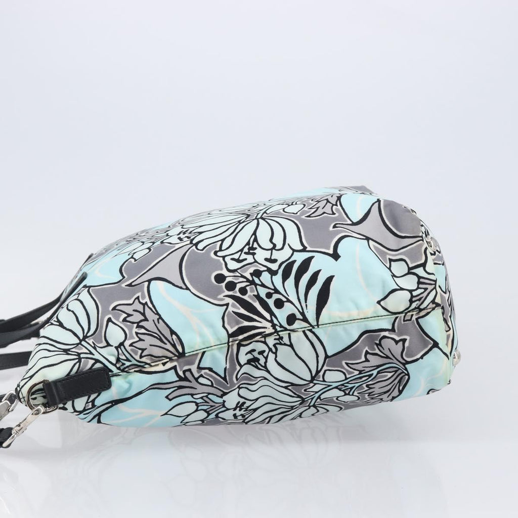 PRADA Tote Bag Nylon 2way Light Blue Silver Auth 201271A