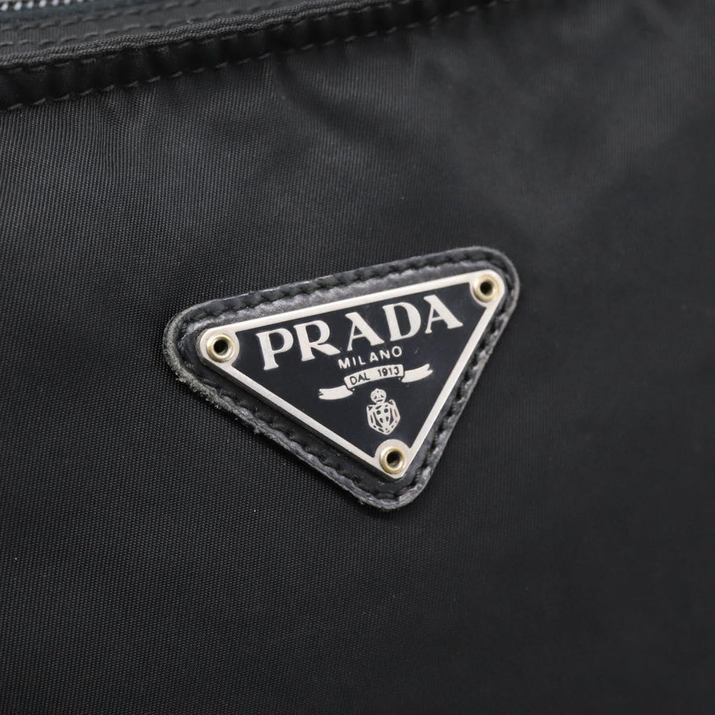 PRADA Shoulder Bag Nylon Black Silver Auth 201298