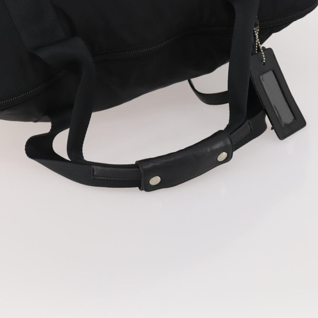 PRADA Boston Bag Nylon Black Silver Auth 201310