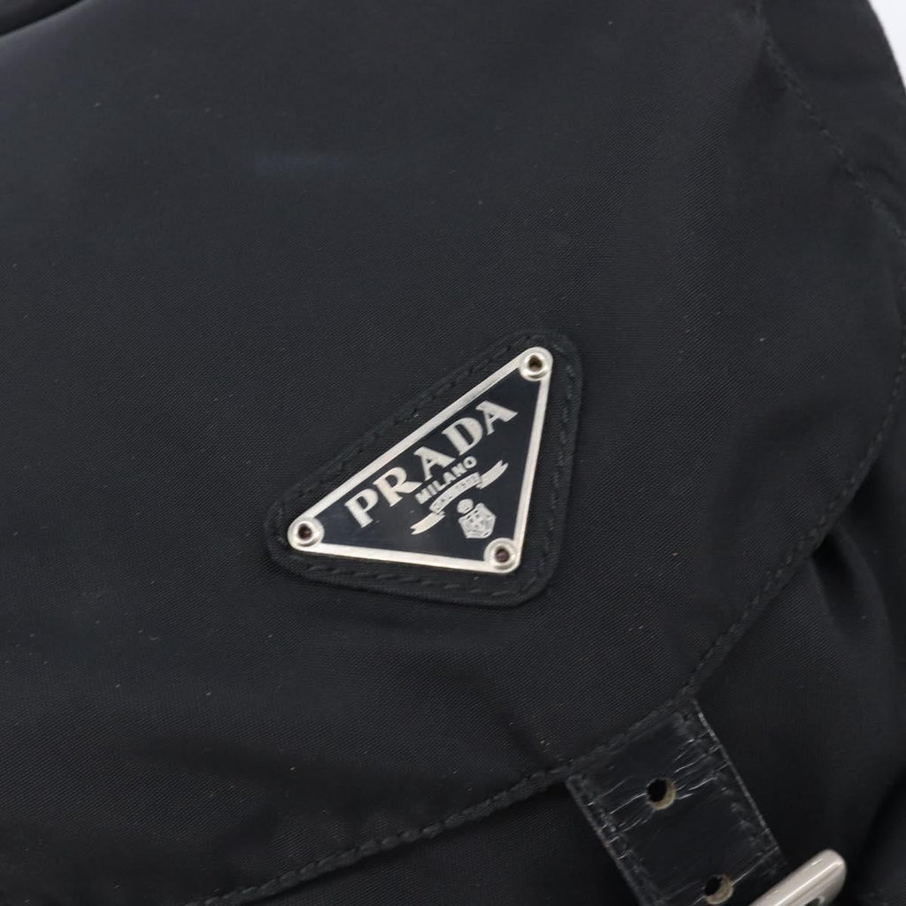 PRADA Backpack Nylon Black Silver Auth 201355