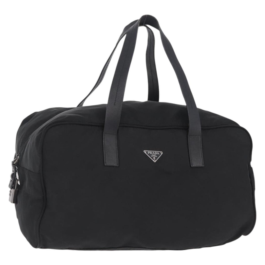 PRADA Hand Bag Nylon Black Silver Auth 201394A