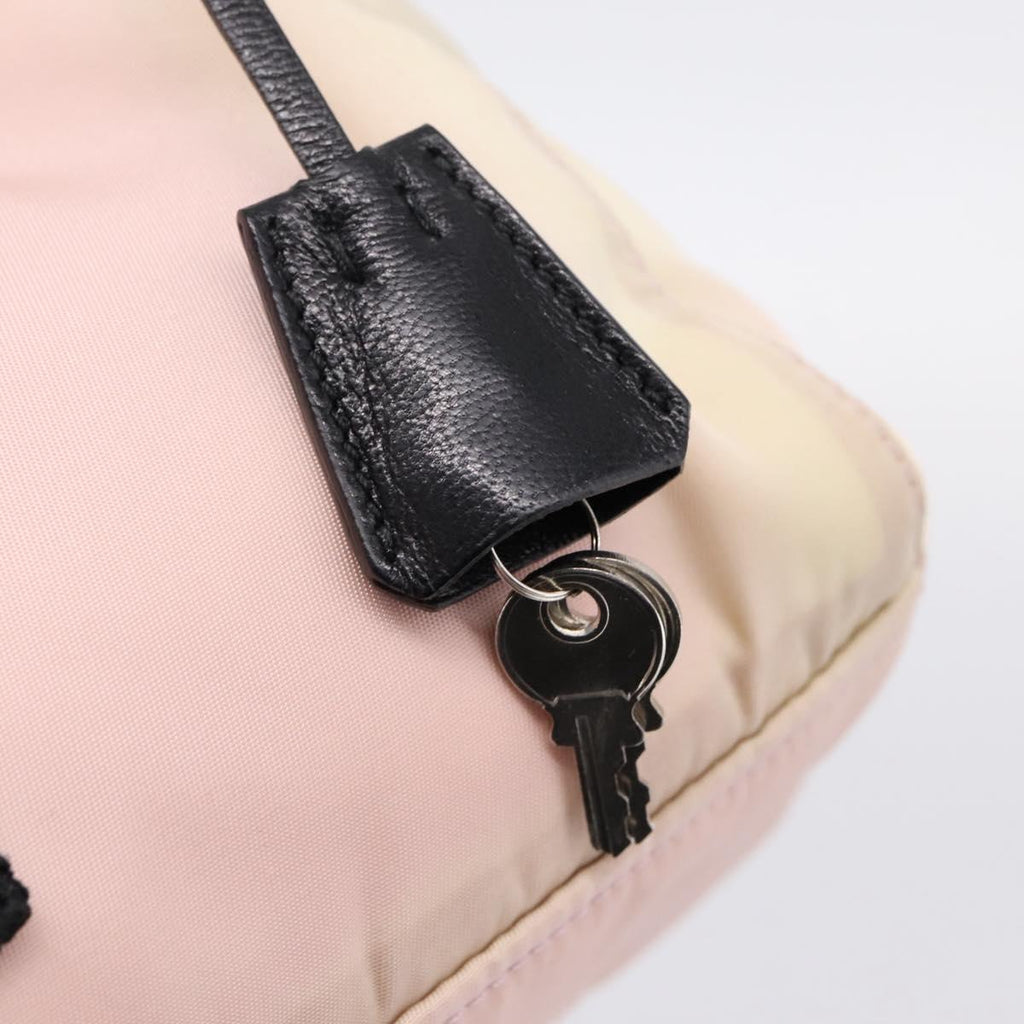 PRADA Hand Bag Nylon Pink Black Auth 201438