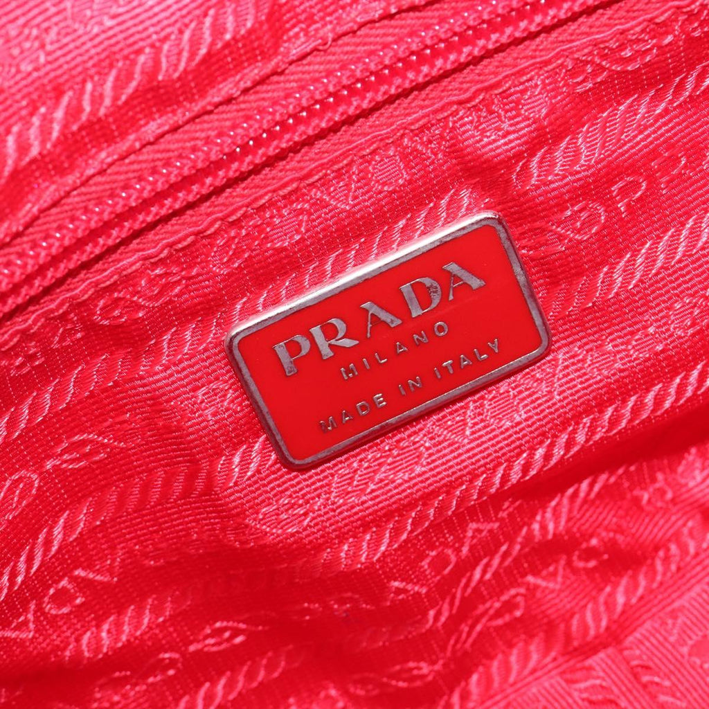 PRADA Shoulder Bag Nylon Red Silver Auth 201440