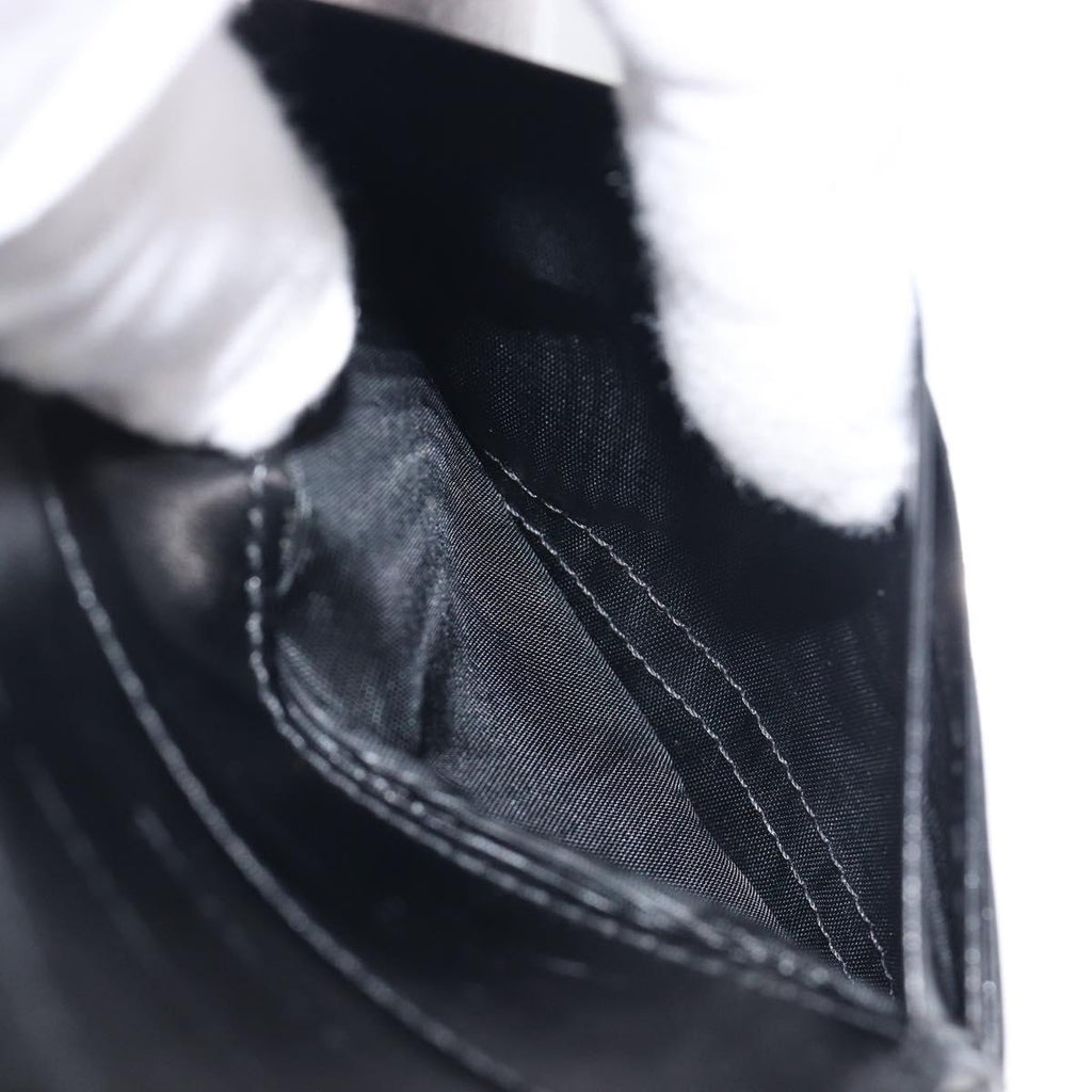 PRADA Wallet Satin Black Silver Auth 201549V