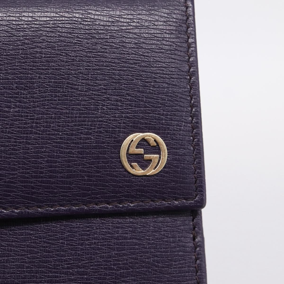GUCCI Bifold Wallet Leather Navy Gold Beige 309704 Auth 201573V