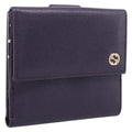 GUCCI Bifold Wallet Leather Navy Gold Beige 309704 Auth 201573V