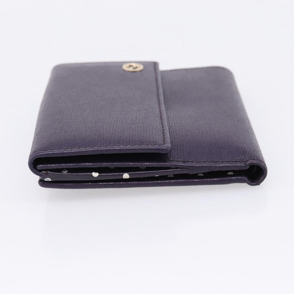 GUCCI Bifold Wallet Leather Navy Gold Beige 309704 Auth 201573V