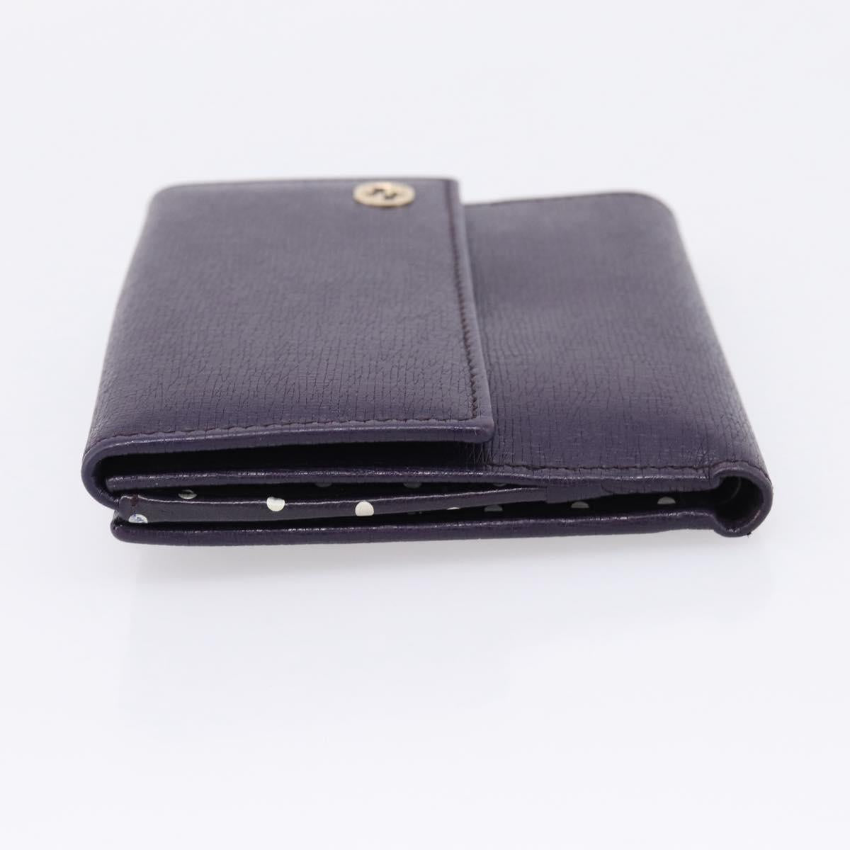 GUCCI Bifold Wallet Leather Navy Gold Beige 309704 Auth 201573V