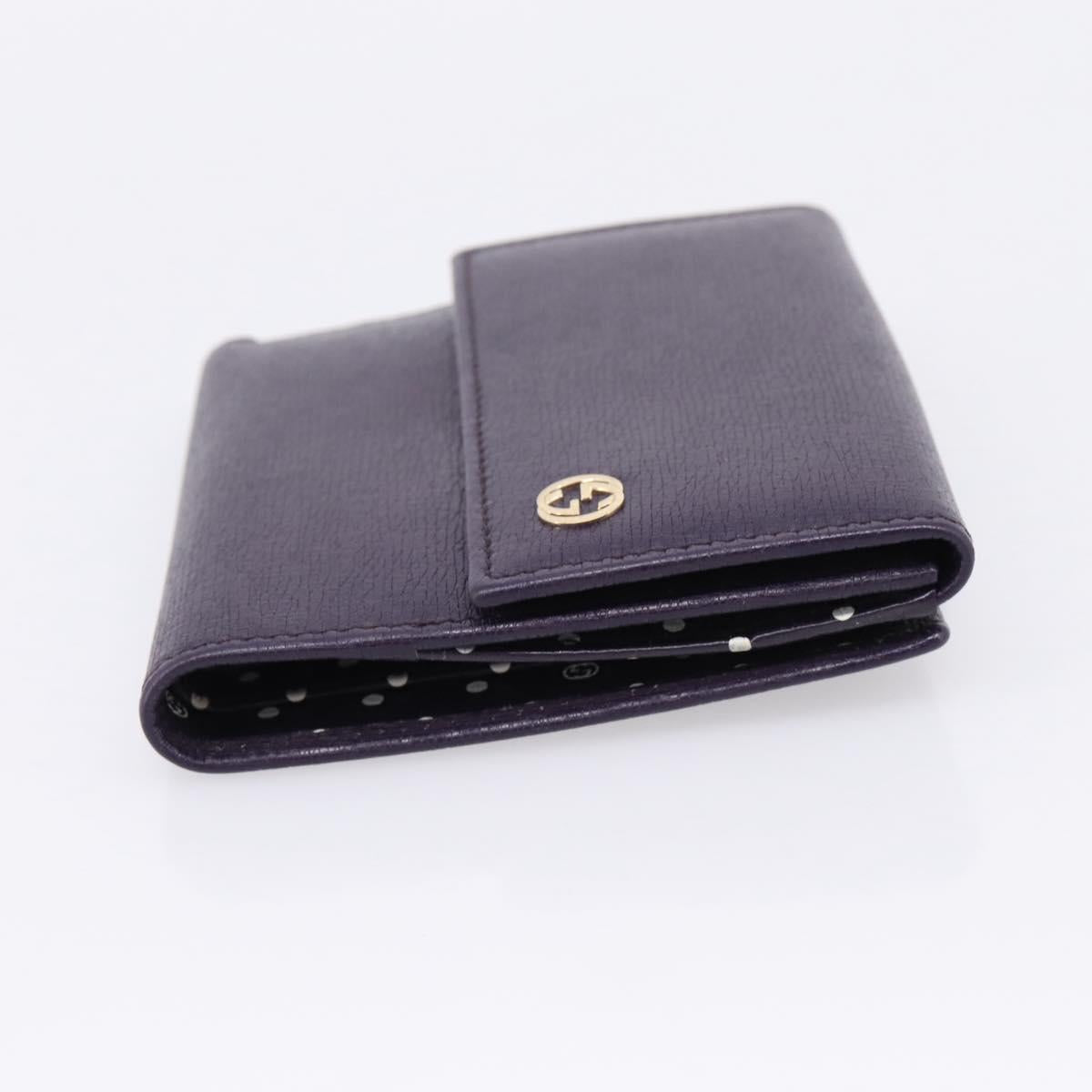 GUCCI Bifold Wallet Leather Navy Gold Beige 309704 Auth 201573V