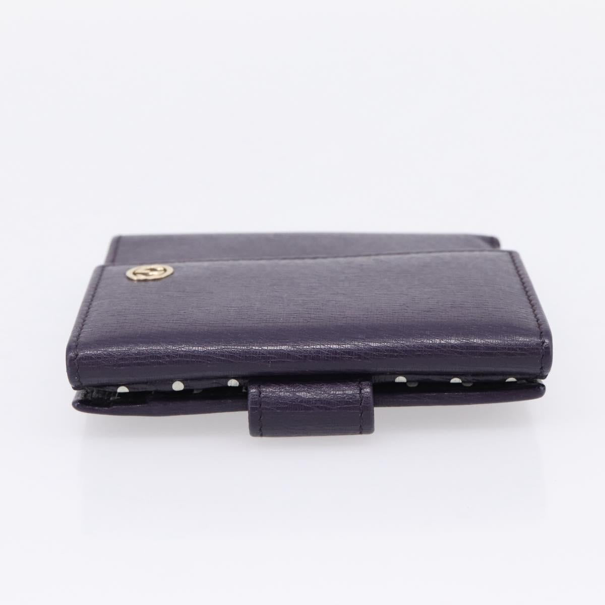 GUCCI Bifold Wallet Leather Navy Gold Beige 309704 Auth 201573V
