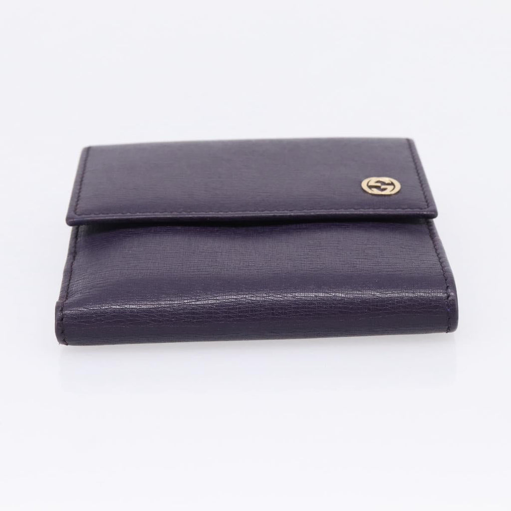 GUCCI Bifold Wallet Leather Navy Gold Beige 309704 Auth 201573V