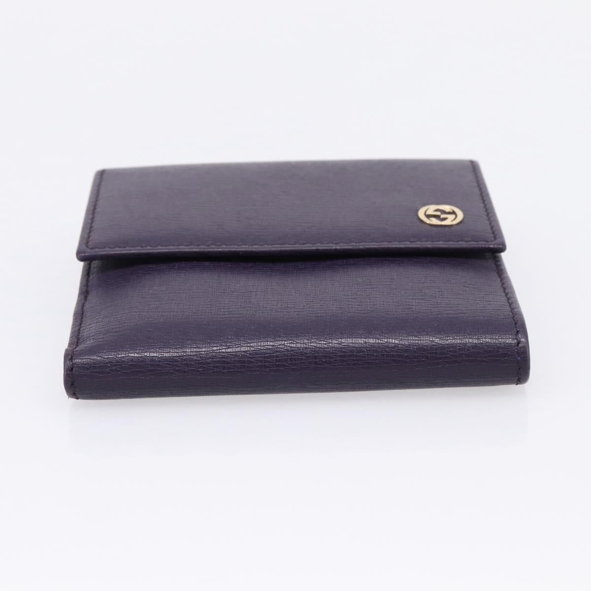 GUCCI Bifold Wallet Leather Navy Gold Beige 309704 Auth 201573V