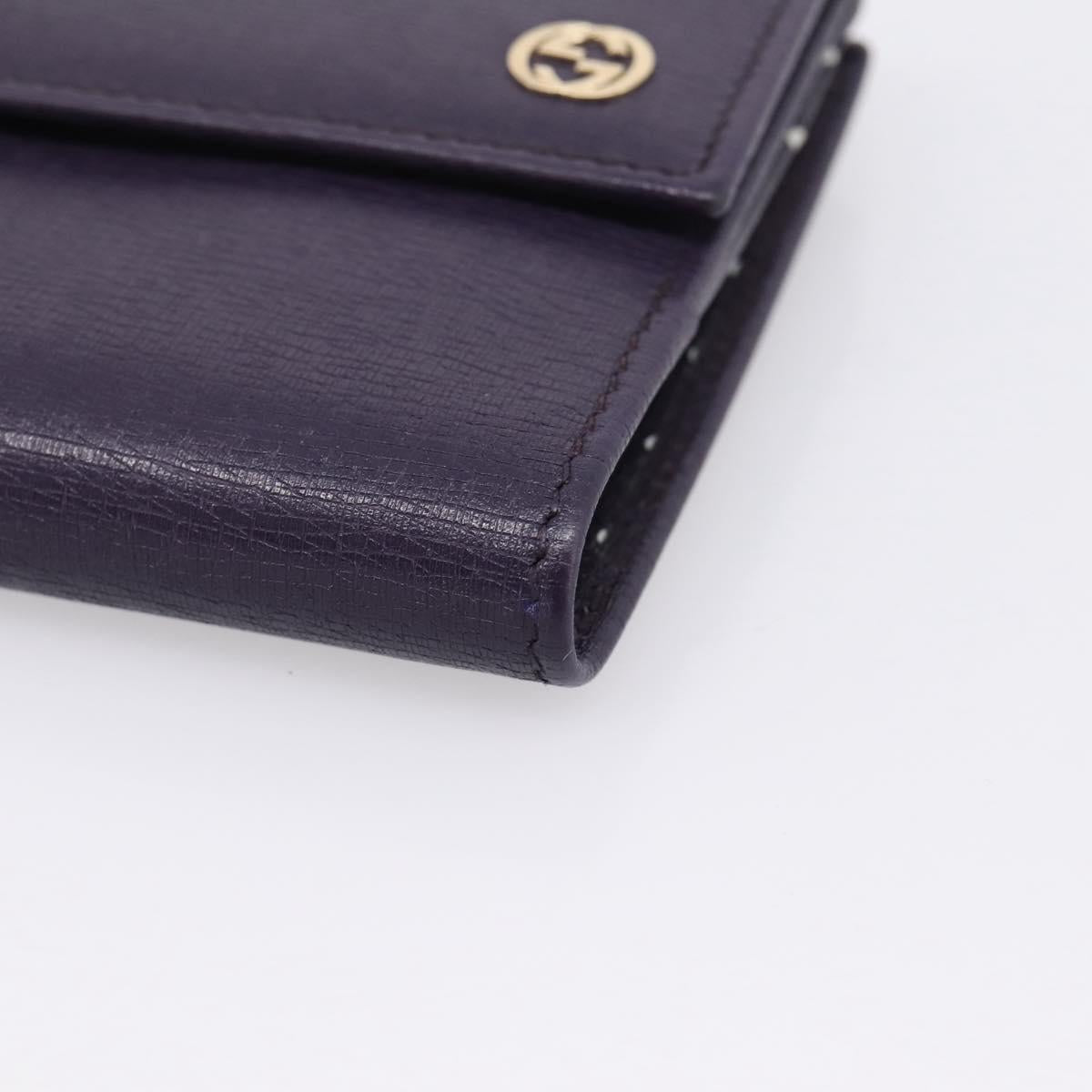 GUCCI Bifold Wallet Leather Navy Gold Beige 309704 Auth 201573V
