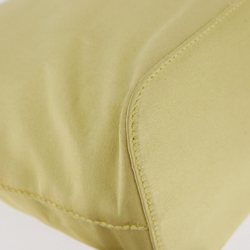 PRADA Hand Pouch Satin Yellow Gold Auth 201895