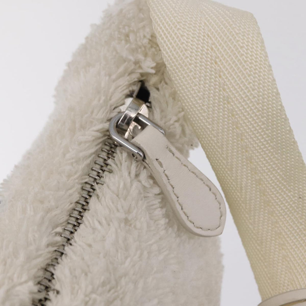 PRADA Hand Pouch Hand Bag pile White Silver Auth 202515A