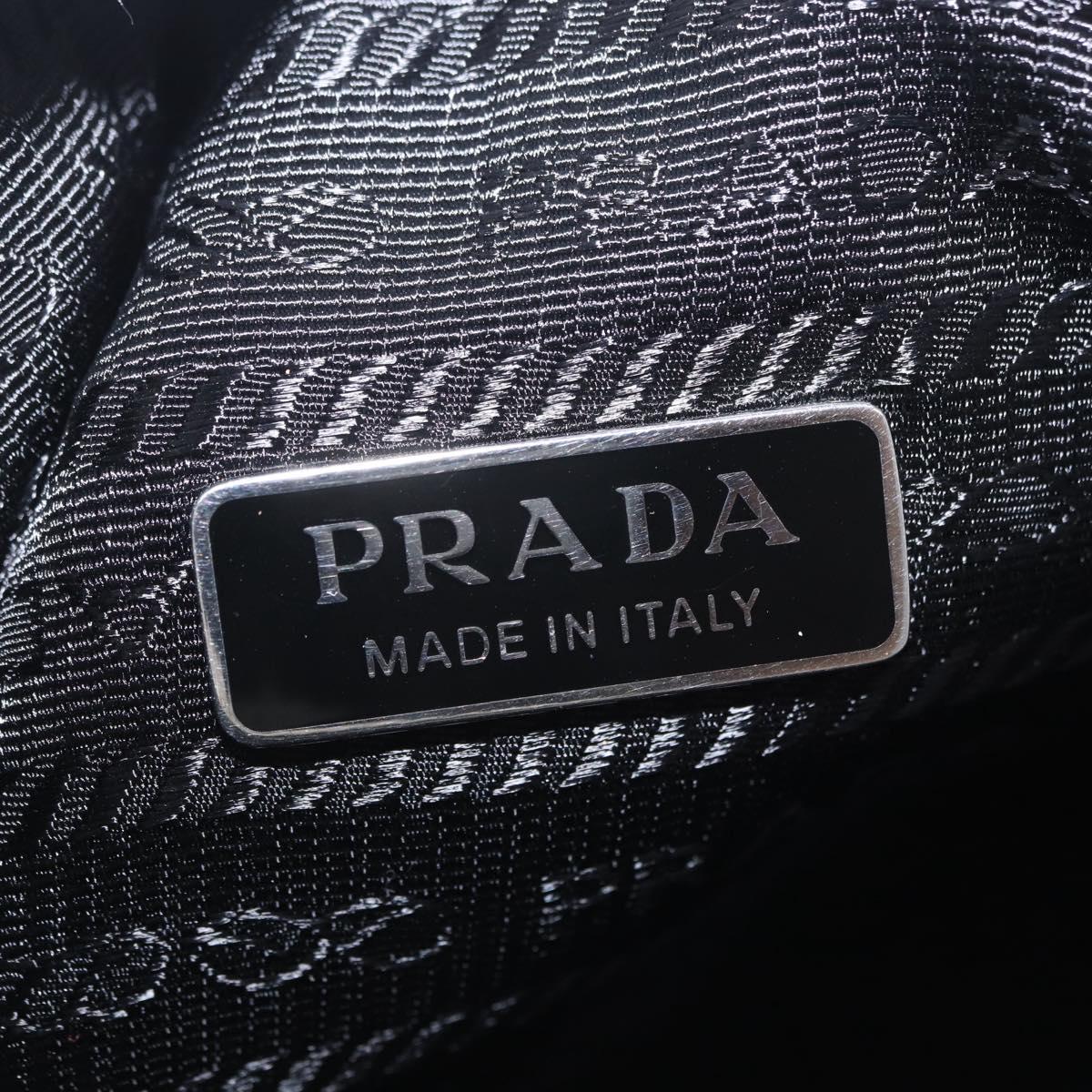 PRADA Hand Pouch Hand Bag pile White Silver Auth 202515A
