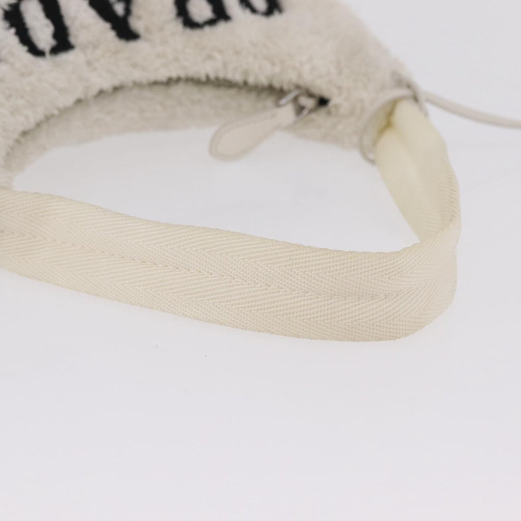 PRADA Hand Pouch Hand Bag pile White Silver Auth 202515A