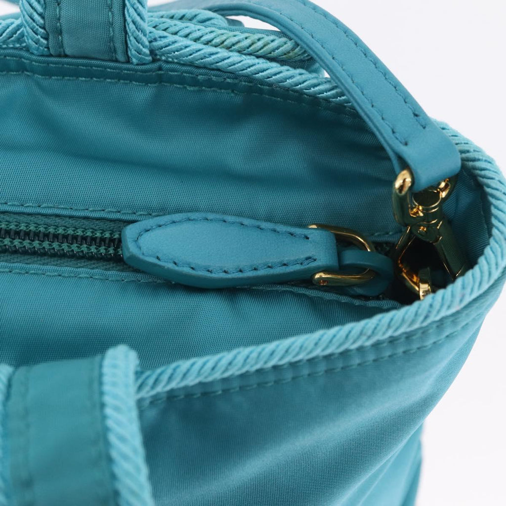 PRADA Hand Bag 2way Green Gold Auth 202518A