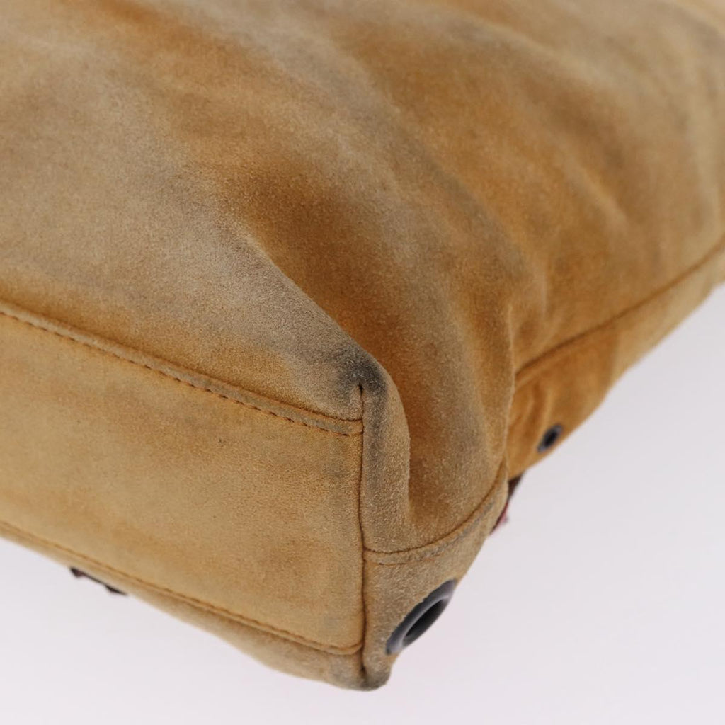 PRADA Hand Bag Suede Beige Auth 202880