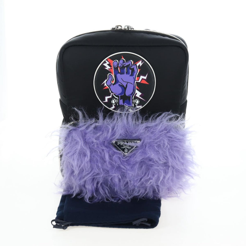 PRADA Frankenstein Backpack Nylon Black Purple Auth 203108M