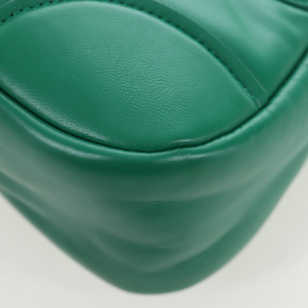 PRADA Moon Paddock Hand Bag Leather 2way Green Silver Auth 203196SAM