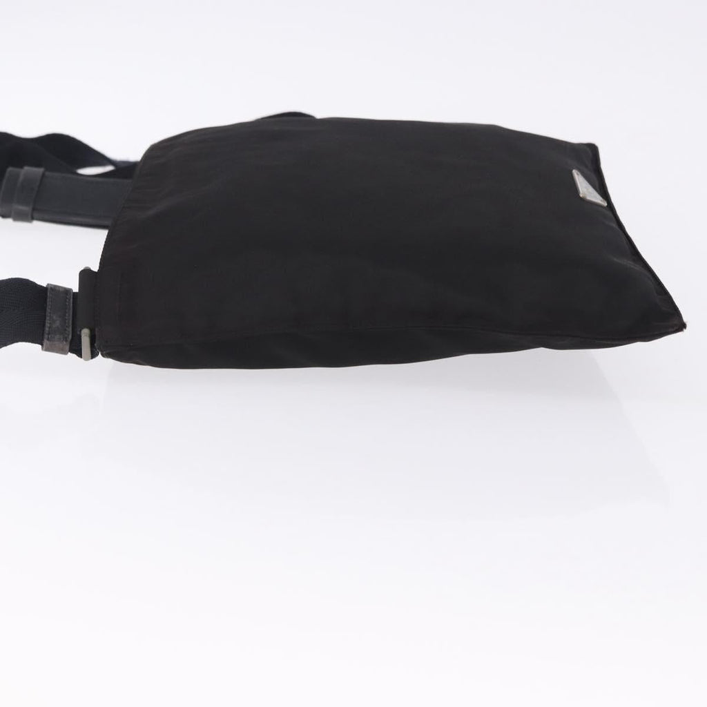 PRADA Shoulder Bag Nylon Black Silver Auth 203431