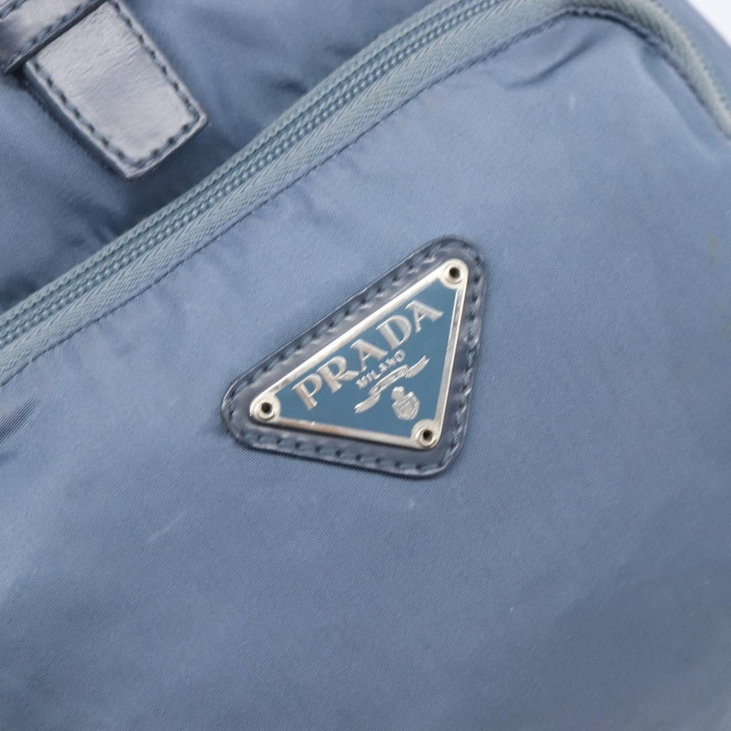 PRADA Backpack Nylon Light Blue Silver Auth 203438
