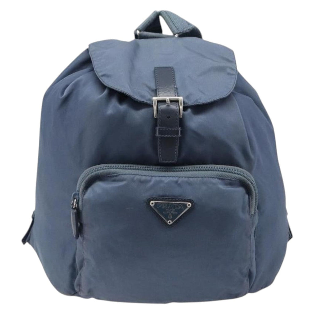 PRADA Backpack Nylon Light Blue Silver Auth 203438