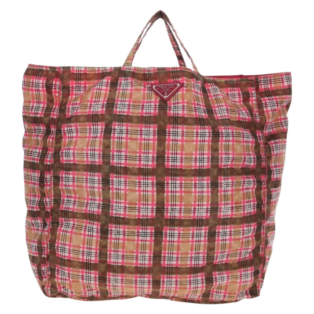 PRADA Eco Bag Nylon Pink Silver Auth 203684A