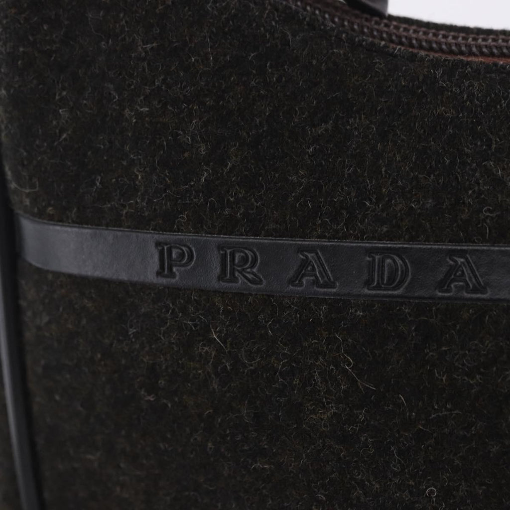 PRADA PRADA Sports Accessory Pouch Canvas Wool Black Auth 203830A