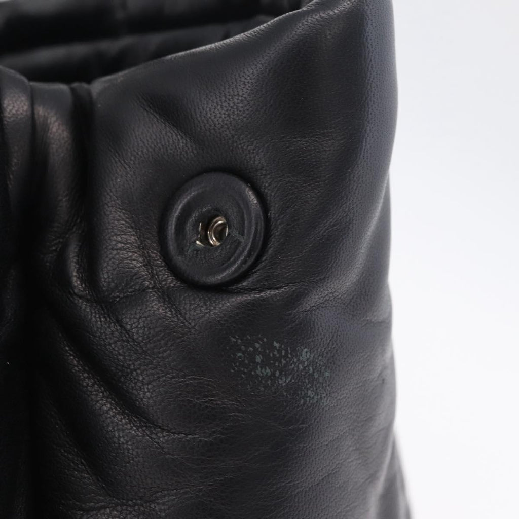 PRADA Nappa Bomber Tote Bag Leather 2way Black Silver Auth 204049M