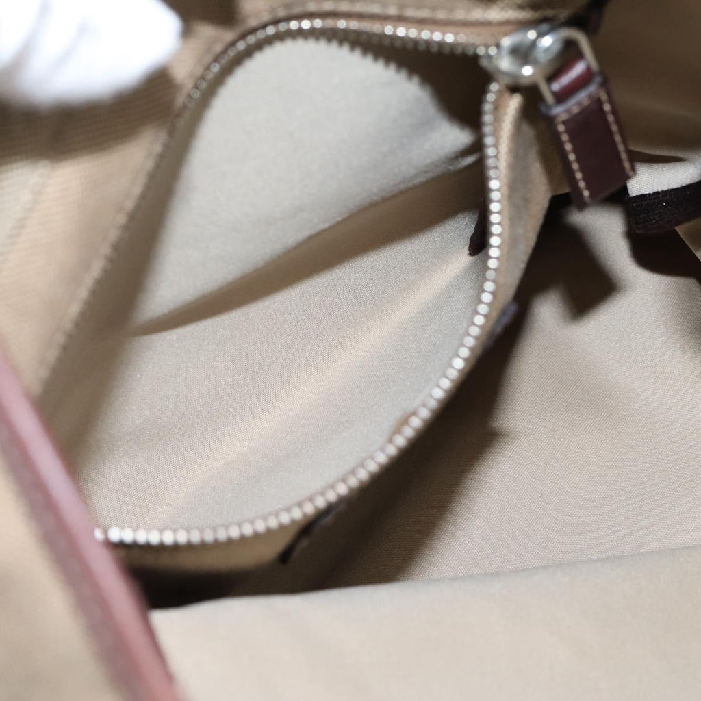 PRADA Shoulder Bag Jacquard Beige Silver Auth 204093
