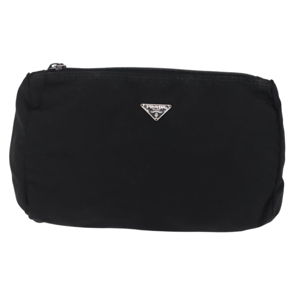 PRADA Pouch Nylon 4 Set Black Silver gold Auth 204250