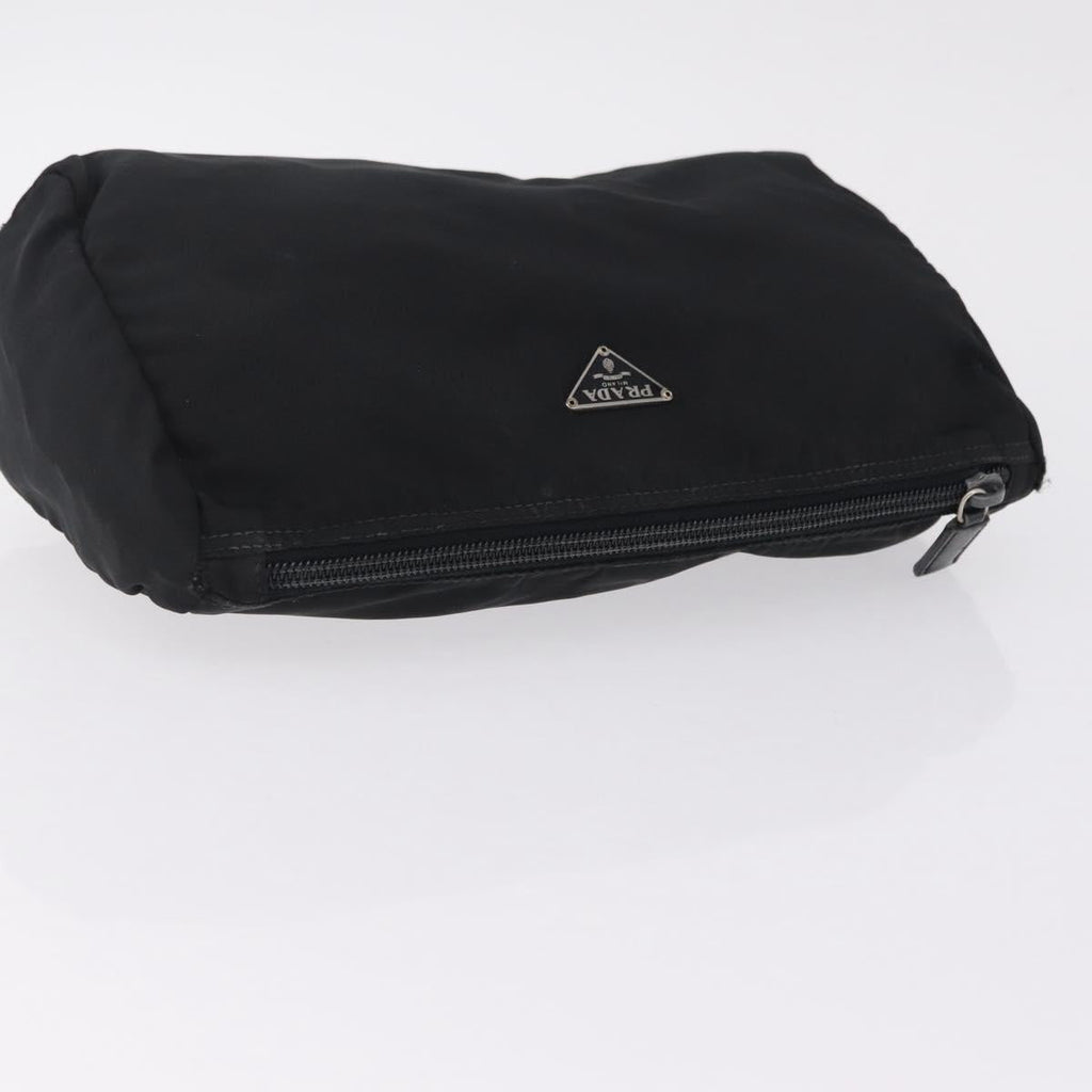 PRADA Pouch Nylon 4 Set Black Silver gold Auth 204250