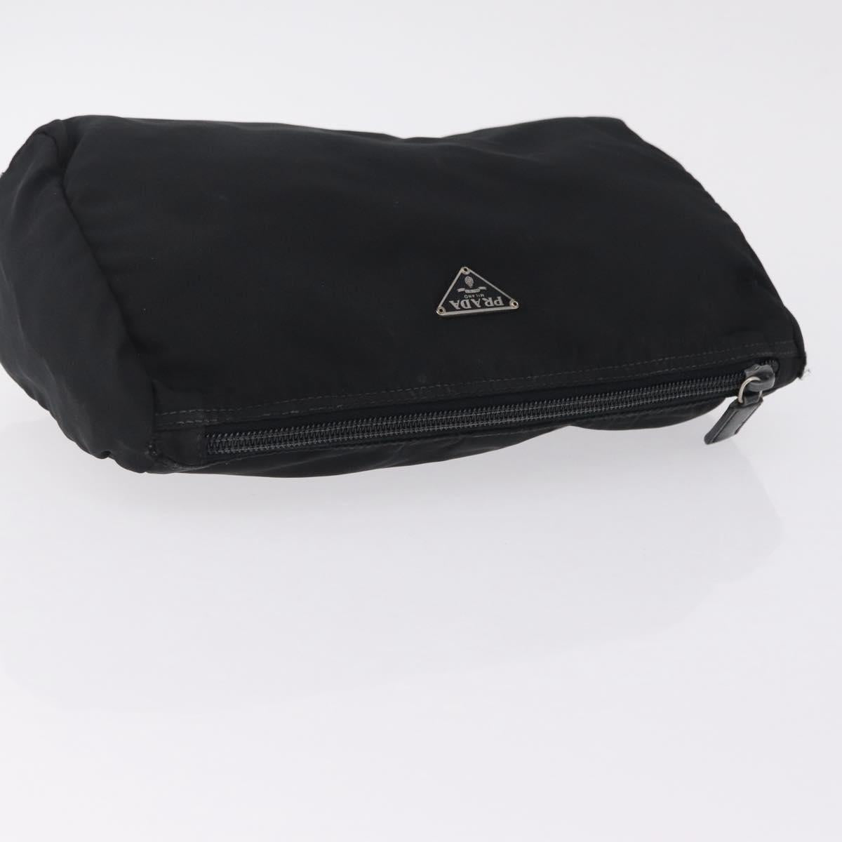 PRADA Pouch Nylon 4 Set Black Silver gold Auth 204250