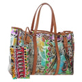 PRADA Tote Bag Vinyl Multicolor Silver Auth 204422A