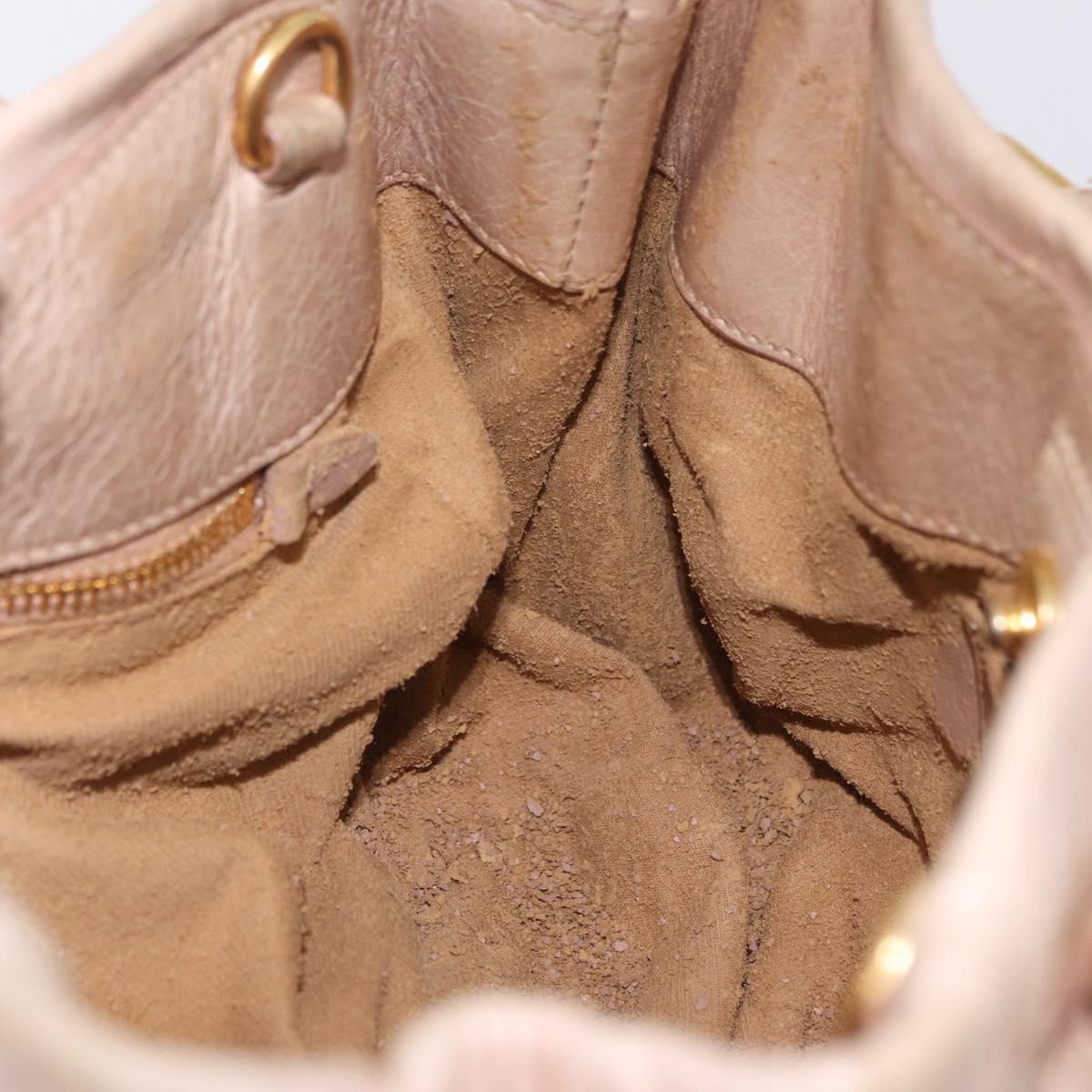 PRADA Hand Bag Vitter Shine Beige Gold Auth 204524
