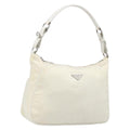 PRADA Shoulder Bag Nylon Ivory Silver Auth 204641A
