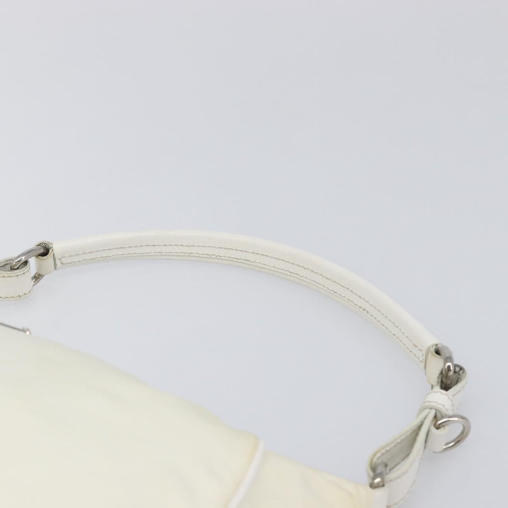 PRADA Shoulder Bag Nylon Ivory Silver Auth 204641A