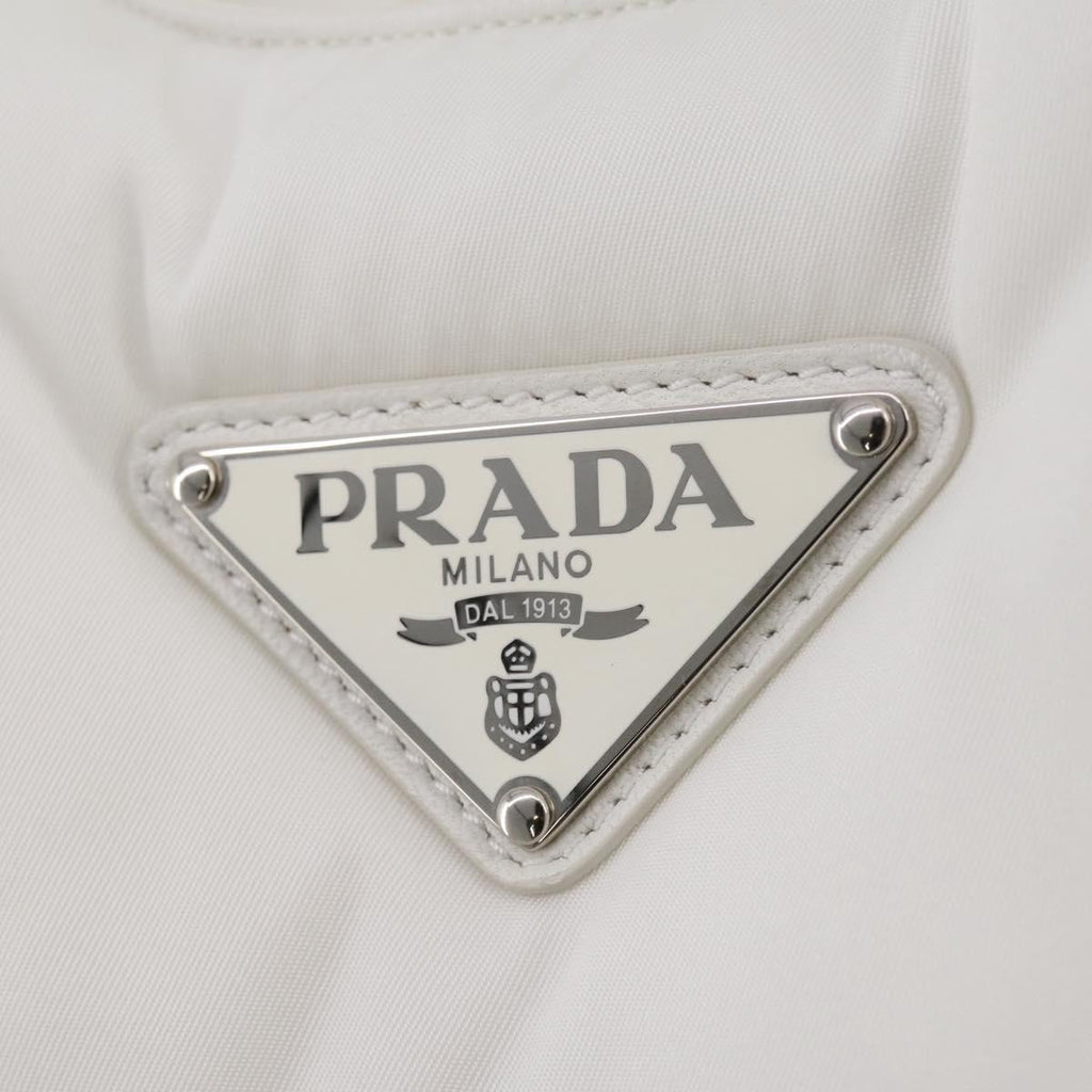PRADA Hand Bag Nylon White Auth 204869A