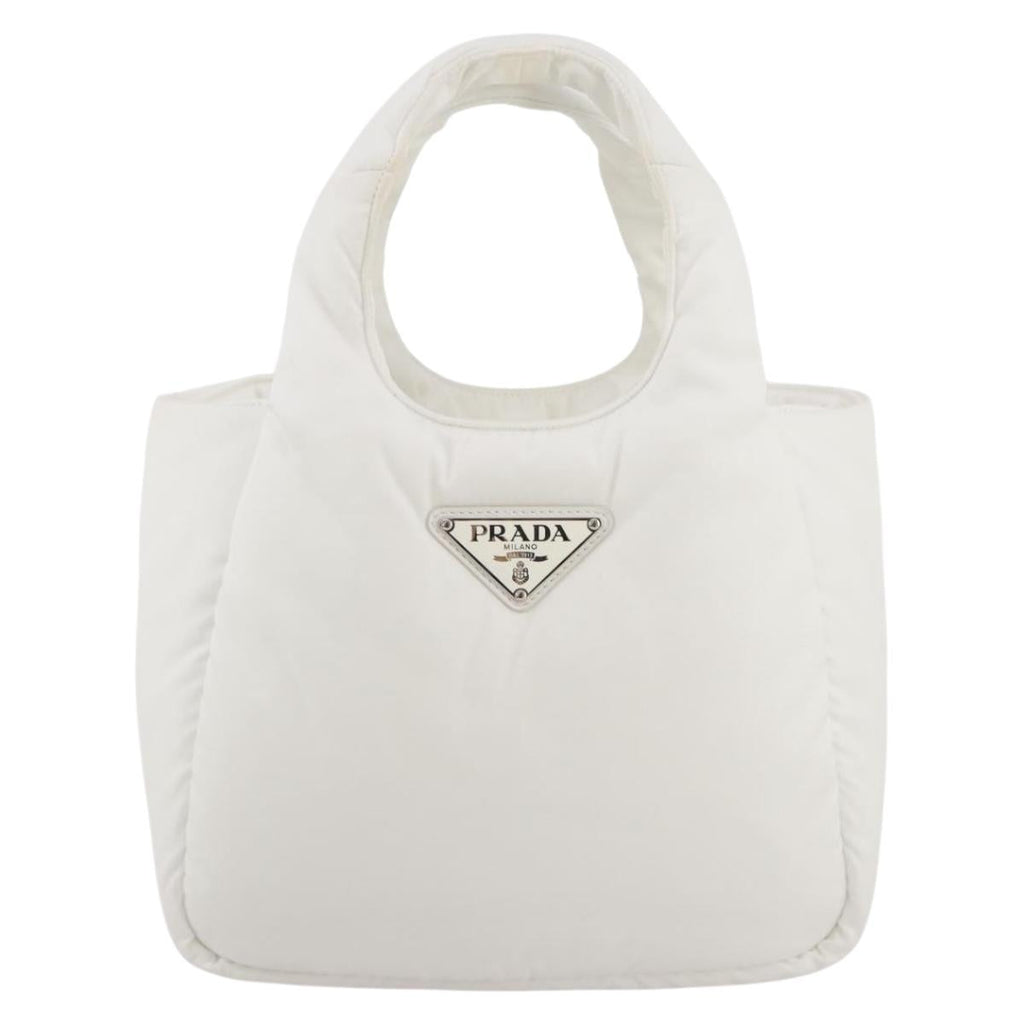 PRADA Hand Bag Nylon White Auth 204869A