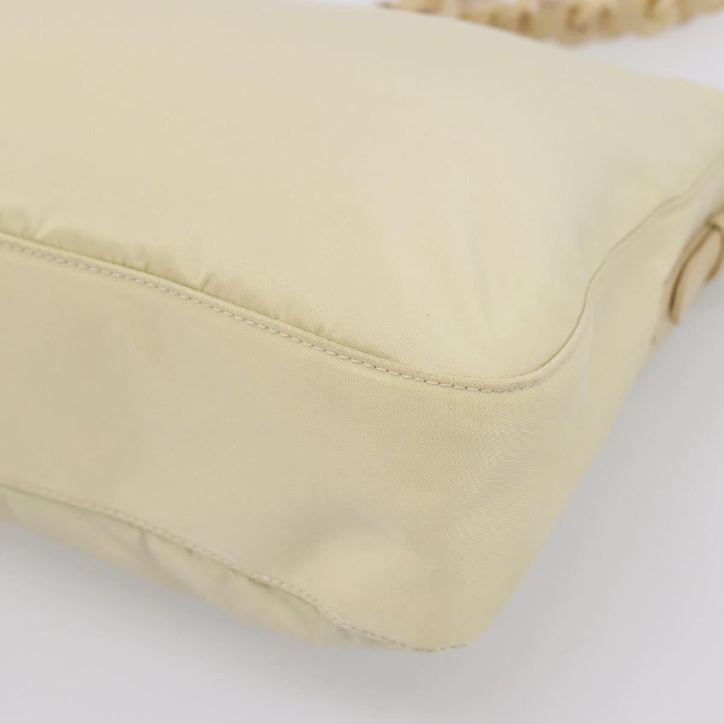 PRADA Chain Shoulder Bag Nylon Ivory Silver Auth 205029A