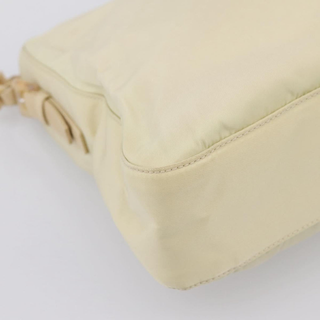 PRADA Chain Shoulder Bag Nylon Ivory Silver Auth 205029A