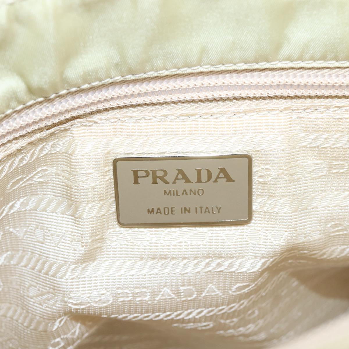 PRADA Chain Shoulder Bag Nylon Ivory Silver Auth 205029A