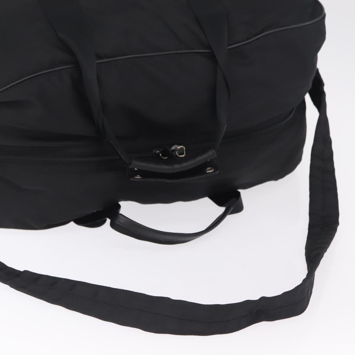PRADA Boston Bag Nylon 2way Black Silver Auth 205032